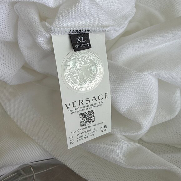 VERSACE A89507S Men's WHITE POLO SHIRT EMBROIDERED MEDUSA, Sm, XL, 2XL - Picture 12 of 14